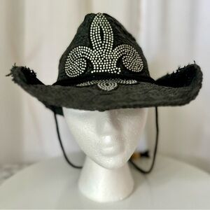 Milani Black Rhinestone Western Hat (891)